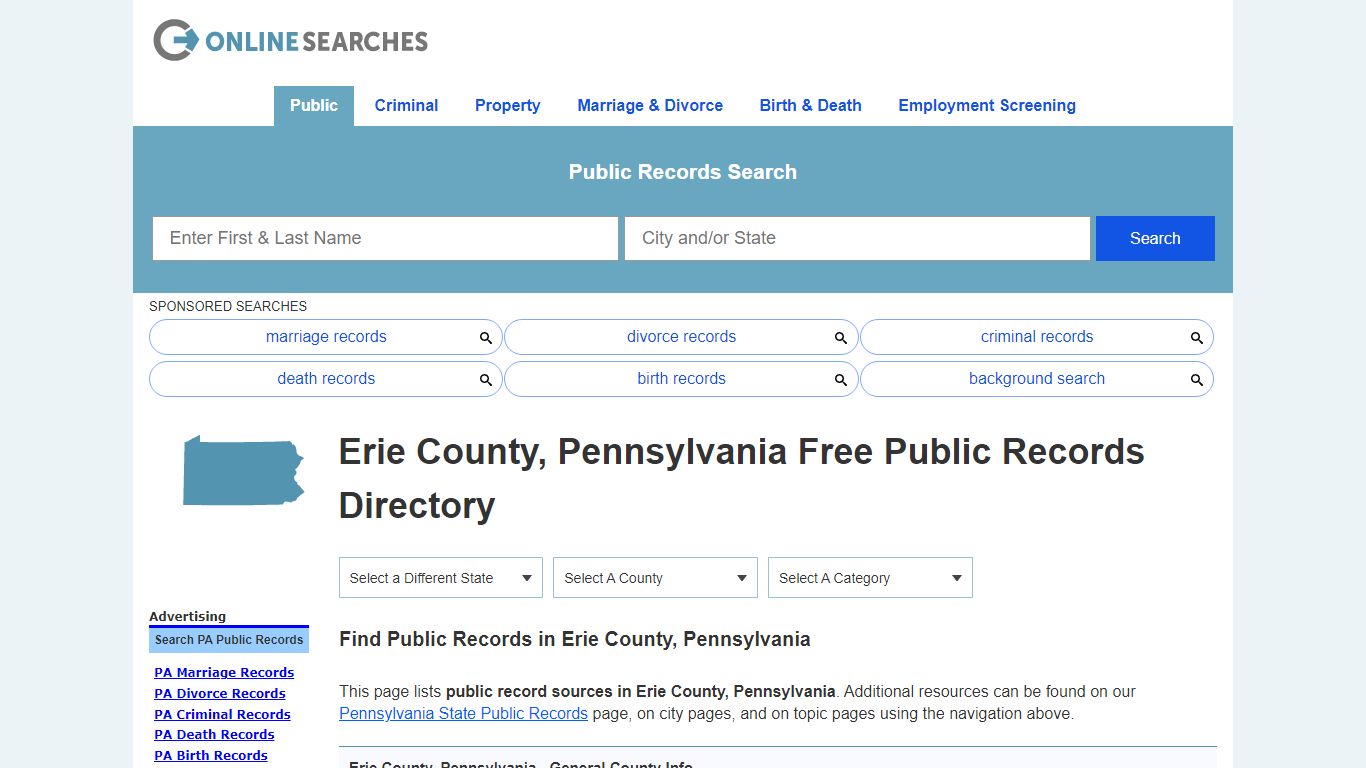 Erie County, Pennsylvania Public Records Directory